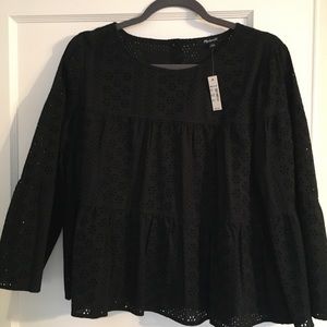 Madewell Eyelet Tiered Button up Back shirt